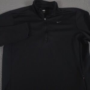 VINTAGE Nike Pullover Mens XL Black NikeFit Dry Quarter Zip Mesh Lined 00s